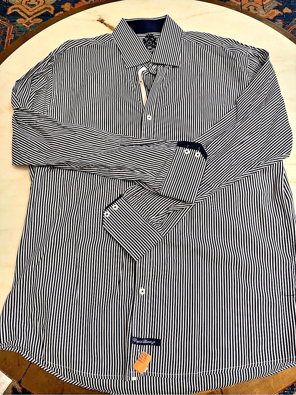 English Laundry Men's Striped Cotton Shirt Size 17 - 34/35